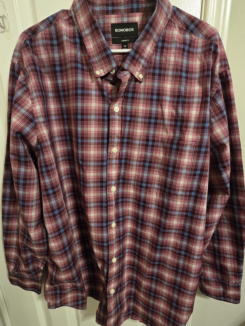 Bonobos Red and Blue Plaid Button-Down Shirt